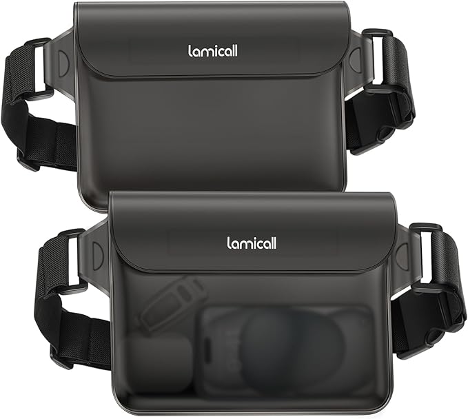 Lamicall Waterproof Fanny Pack, Cruise Essentials 2025 - [Elastic Waist Strap] Dry Bag Pouch, Travel, Boat, Paddle, Kayak, Beach, Swimming Accessories, 8.7” for iPhone 16 15 14 13 Pro Max, Galaxy