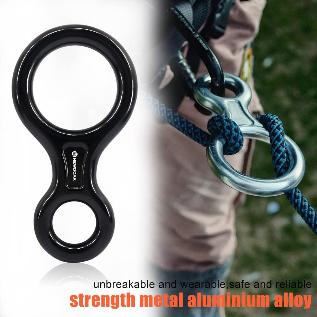 NewDoar Climbing Gear Downhill Equipment, Descender Rappel Rock Climbing Descending Belaying Equipment Rescue Figure 8 Descender Rigging Plate 35KN for Climbing Belaying and Rappeling Device
