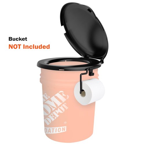 Portable Toilet Seat for 5 Gal Buckets, Camping Toilet with Lid for Adults, Snap-on Toilet Seat for Outdoor, Camping, Hiking, Emergency, Car, Boat (Black)