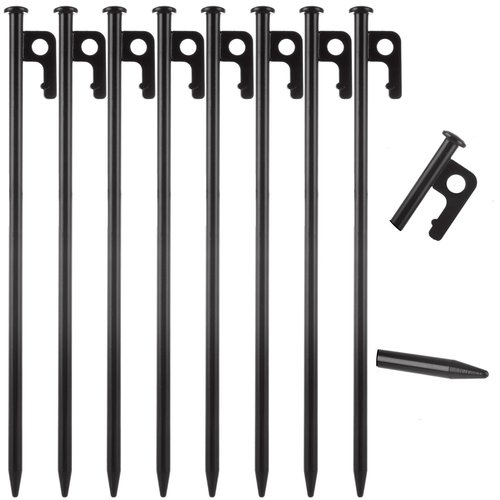 CYEAH 24 Pcs Tent Stakes, Heavy Duty 8 inch Steel Tent Pegs, Forged Steel Tent Stakes Heavy Duty, Metal Tent Pegs for Camping, Metal Stakes for Tent Used on Rocks, Snowfield and Grassland
