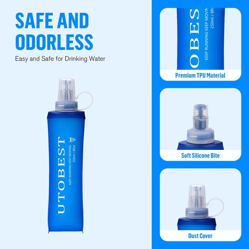 UTOBEST Running Vest 5L Black Vest Only with 2 Pack 250ml Soft Flask