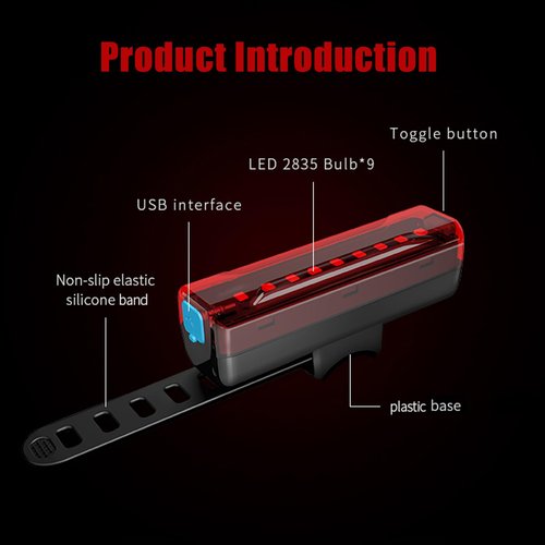 KELNOW Bike Tail Light, 40 Hours Long Runtime, USB Rechargeable, Ultra Bright LED Bicycle Rear Light, 5 Light Modes, IPX5 Waterproof Taillight for Night Riding