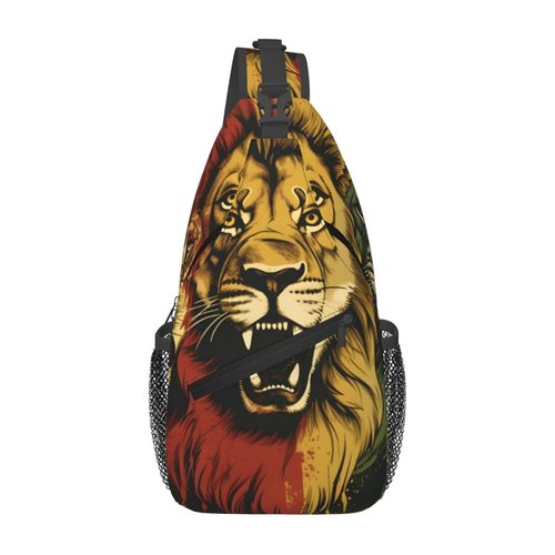 PVTIONXIE Rastafarian Lions Sling Backpack for Women Men, Chest Bag Daypack Crossbody for Travel Sport Running Hiking
