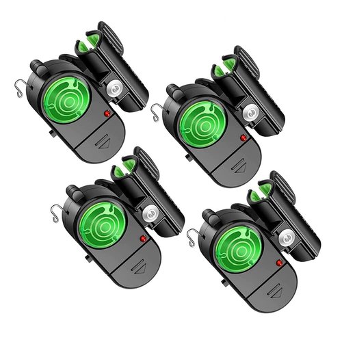 MuNanshan New 4Pcs Fishing Bite Alarm, Sensitive Electronic Fishing Alarms Indicator, Sound Bite Alert Bell with LED Lights