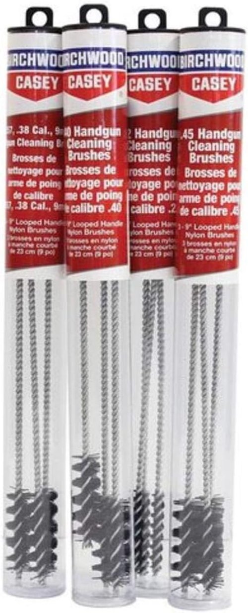 BIRCHWOOD CASEY Durable Versatile Gun Maintenance Cleaning Wire Looped Handle 9" Nylon Brushes - Set of 3