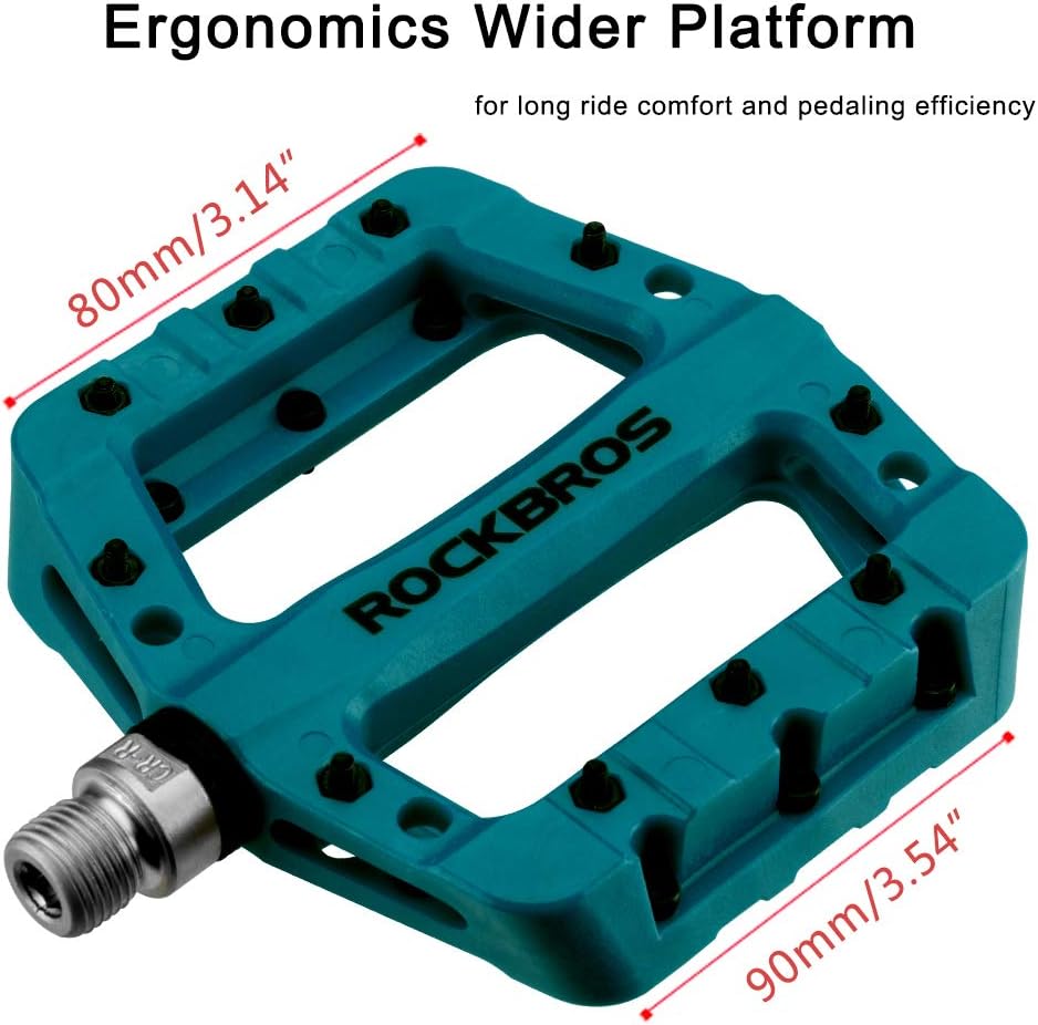 ROCKBROS MTB Pedals Mountain Bike Pedals Lightweight Nylon Fiber Bicycle Platform Pedals for BMX MTB 9/16"