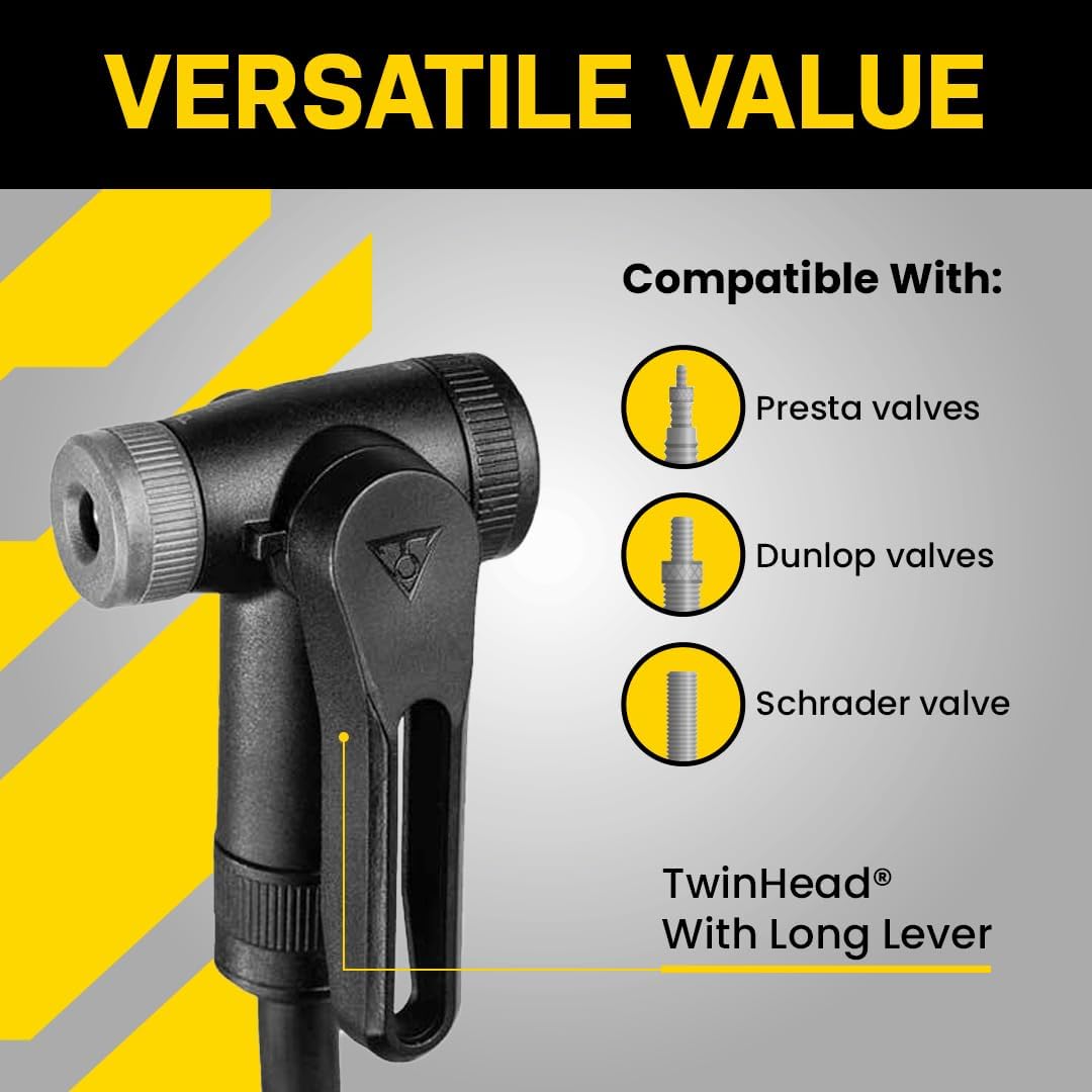 Topeak JoeBlow Sport III, High Pressure Bike Floor Pump, 160 PSI, 3" Analog Gauge