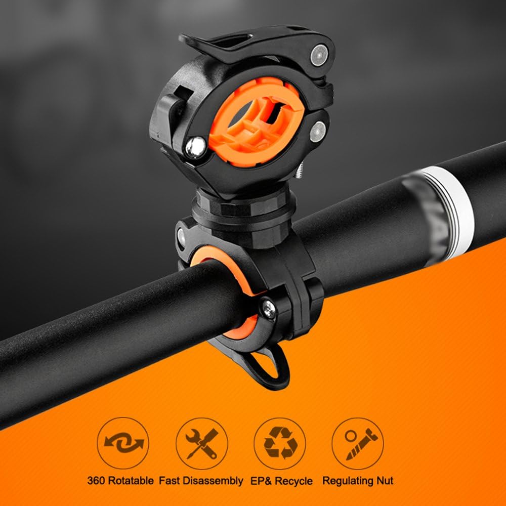 [3 Pack Bike Flashlight Holder, Mount Bicycle Bracket Flashlight Holder Mounting Torch Clip 360 Degree Rotation