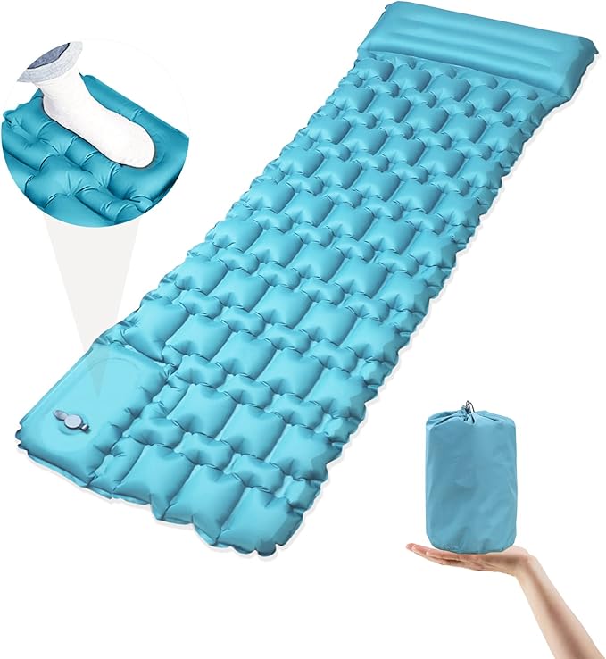 Sleeping Pad for Camping with Built-in Foot Pump(Upgrade),Ultralight Inflatable Camping Sleeping Pads, Durable Waterproof Camping Pad, Portable Compact Sleeping Pad (Nylon)