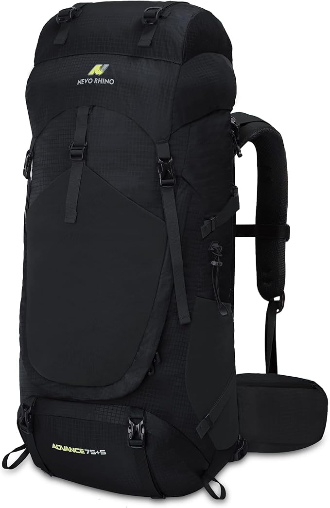N NEVO RHINO Internal Frame Hiking Backpack 50/60/65/70/80L, Mountain Climbing Camping Backpack Daypack Waterproof Rain Cover