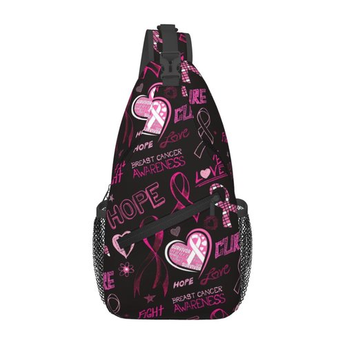 Breast Cancer Awareness Sling Bag for women,Multipurpose Crossbody Chest Bag Sports Sling Bag for Hiking Travel