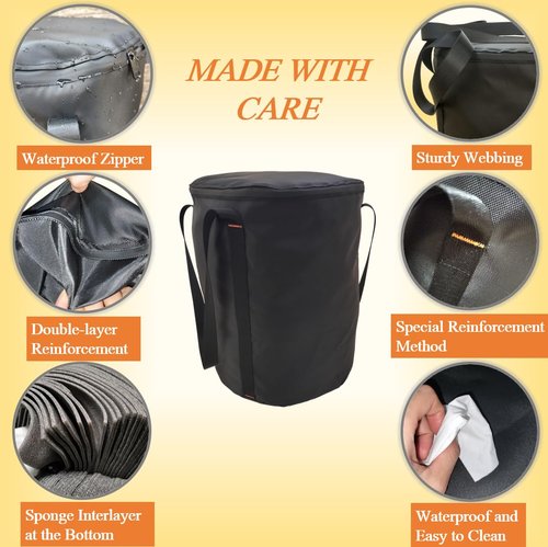 Portable Bag Waterproof (L),for Camping Portable Cutlery Bag, RV Storage, Water Pipe, Accessory, Travel Carrying,Double-Layer Oxford,Black