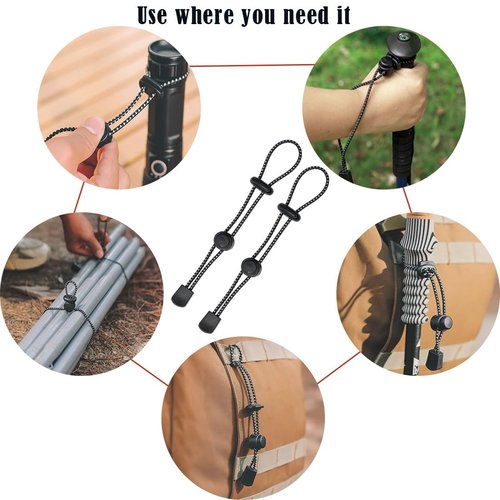 Backpack Hiking Stick Holder Straps, Elastic Lanyard Cord Rope for Walking Pole Fixing Buckle Adjustable Trekking Poles for Camping Hiking Mountaineering Tactical Bag Accessories 10Pcs
