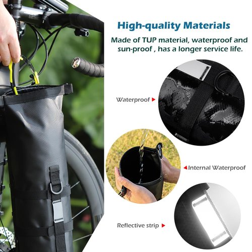 BEENOPT 5L Bike Fork Bag with Multipurpose Cage for Cycling Touring,Lightweight Bicycle Waterproof Dry Cargo Rack Bag for MTB,Road,Mountain,Folding bikes