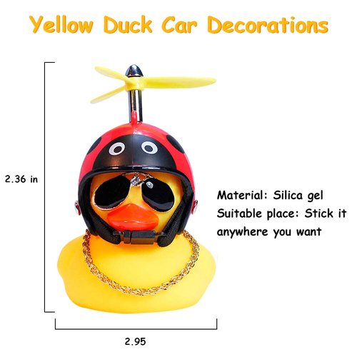 wonuu Duck Bike Bell with Light and Propeller Helmet Cute Ducks Bicycle Horn, Car Dashboard Decoration Squeeze Rubber Duck Motorcycle Bike Bells Ornaments