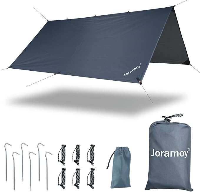 Hammock Rain Fly 10×10FT - Waterproof Camping Tarp Portable Tent Tarp Premium Backpacking Tarp Sheleter with UV Protection Layer for Camping Hiking Outdoor(Gray)