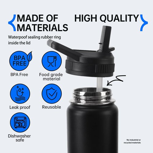 Straw Lid Compatible With thermoflask 18OZ/24OZ/32OZ/40OZ/64OZ Water Bottle, Water Bottles Lids With 2 Straws and 1 Straw Brush