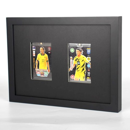 Sports Graded Card Display Case - Wall Mount with UV Protection Glass Door for Baseball Basketball Football Hockey Trading Card Collection (2*35PT Clips)