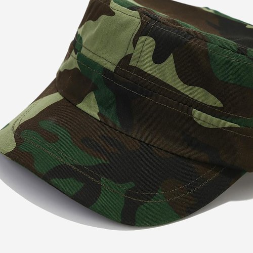 Malaxlx 2 Pack Green Camo Cadet Army Cap Military Hat for Men Women Adjustable Cotton Flat Top