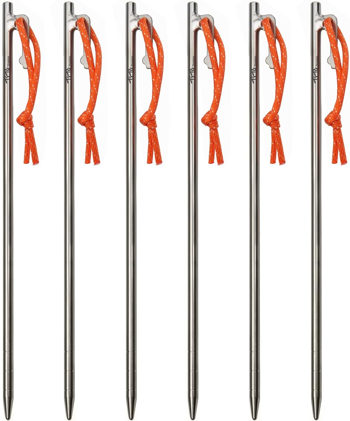 TiTo Titanium Tent Pegs Stakes Lightweight Snowfield Grassland Heavy Duty Tent Nails for Outdoor Camping Hiking and Plant Support Garden Stakes 4pcs/6pcs (7×200mm-6pcs)