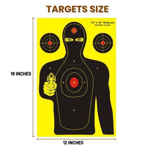 Lipulacer 12 X 18inch Bad Guys Silhouette Splatter Shooting Splatter Targets, Heavy Duty Non-Adhesive Splash Effect of Fluorescent Yellow Shooting Targets(10Pack)