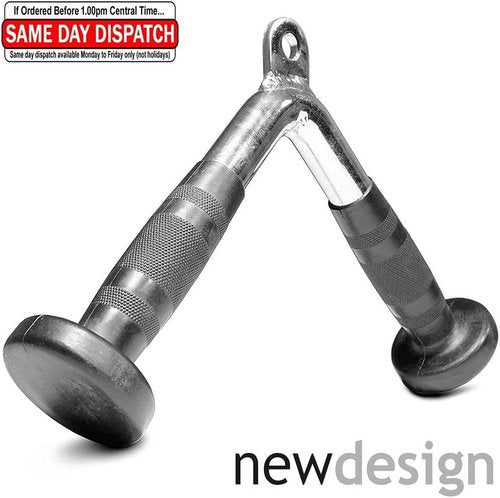 FITNESS MANIAC Home Gym Weightlifting Machine Attachments Tricep Press Push Down Bar V Handle Close Grip Cable V bar Rubber Handgrips