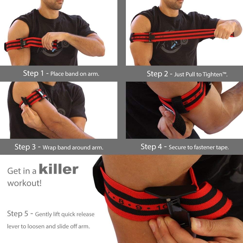 Occlusion Bands (PRO X) – 2 Pack, 2 Inch Wide, Blood Flow Restriction Band Set for Arms w/ Pull to Tighten, Quick-Release Buckle & Training eBook