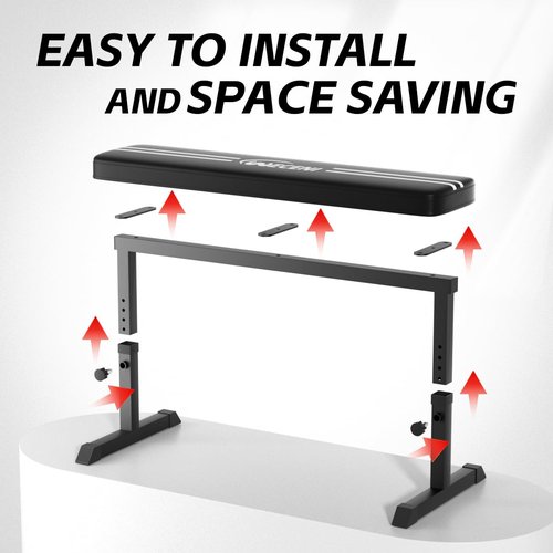 WECENI Black Flat weight Bench, Bench workout, Easy Assembly for Training Bench Press with adjustable height, 600LBS gym bench for Full Body Workout and home workout, 4 Adjustable Heights Heavyy Bench,