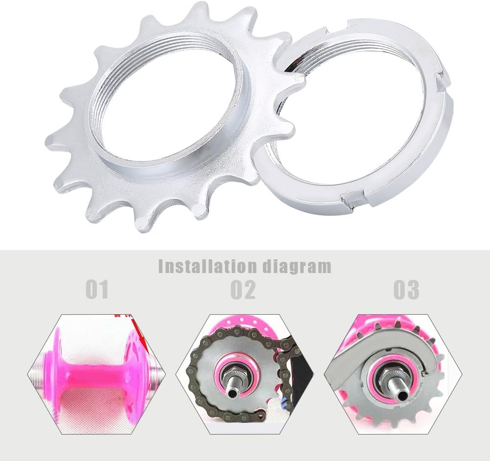Single Speed Freewheel, High Strength Steel Sprocket Freewheel Parts for Fixed Gear 13/14/15/16T(14T) Fixed Gear Cog Single Speed Chain Single Speed Cog 14T 14T