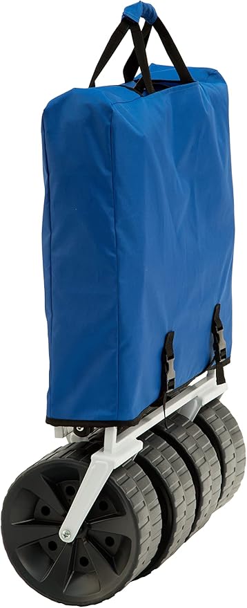 Mac Sports Heavy Duty Collapsible Folding All Terrain Utility Beach Wagon Cart, Blue/White