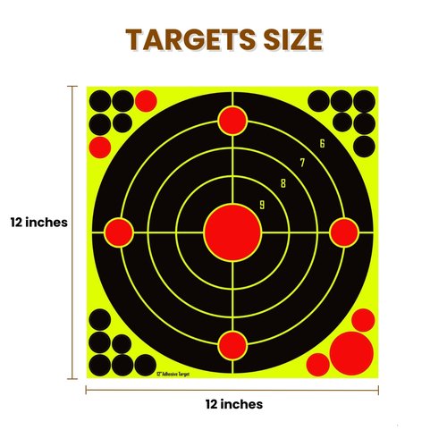 Lipulacer 12x12 inch Splatter Targets, Adhesive Shooting Targets Stickers Bullseye Bright Yellow Splash Effect for Rifles, Airsoft, Pistols, Pellet Guns, BB Guns(20PACK)