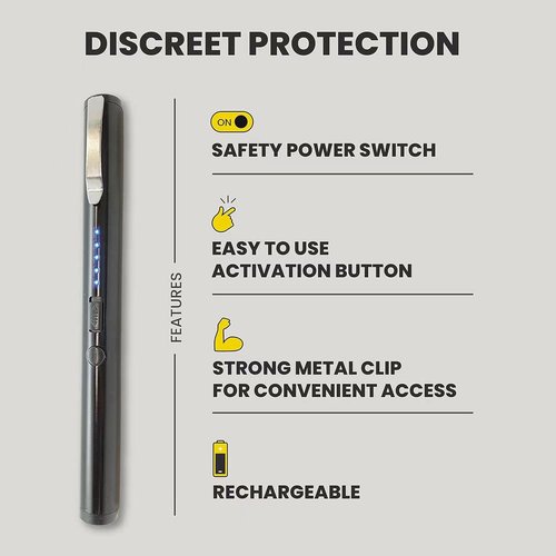Mini Stun Gun Pen Protection for Women Pen Stun Gun for Self Defense Personal Safety Electric Shock,USB Rechargeable stun Gun (Black)
