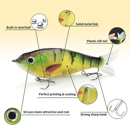 HADORAM Lure Slow Sinking Glide Bait with Fur Tail Lifelike Fishing Tackle for Trout Shad Bass Musky (Color White)