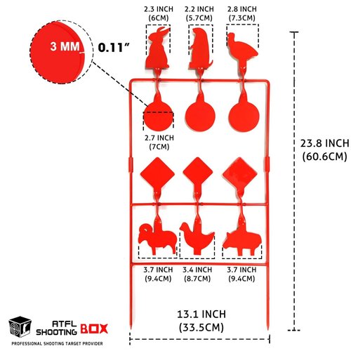 Atflbox Pellet Gun Target Animal Silhouette Heavy Metal Spinner Airgun BB Gun Shooting Target for Outdoor and Backyard, Rated for .177 .20 Caliber