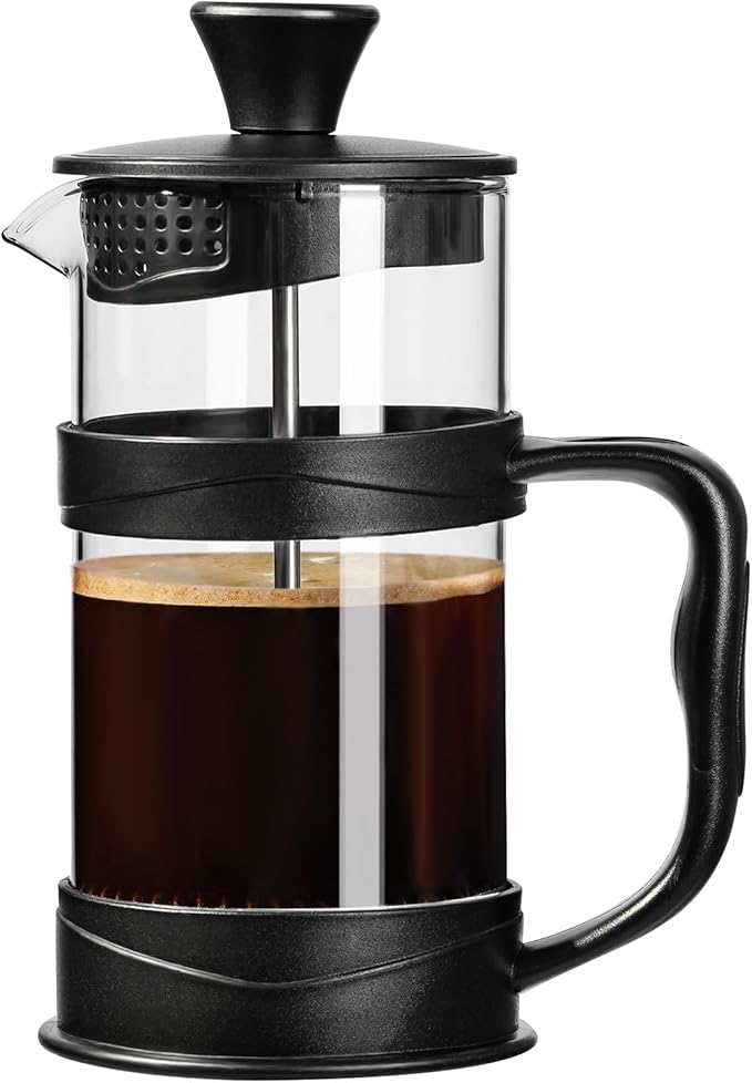 French Press Coffee Maker, Coffee Press of 18/8 Stainless Steel Filter 11.8 OZ, Mini Camping French Press for Travel& Home Gift(Black)