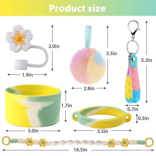 Hmobnv Stanley Cup Accessories Set, Water Bottle Handle Strap,Siliocne Stanley Cup Boot,Siliocne Straw Cover, Silicon Pressure reducing accessories for Stanley Cup 40 30 oz Tumbler, Set of 6