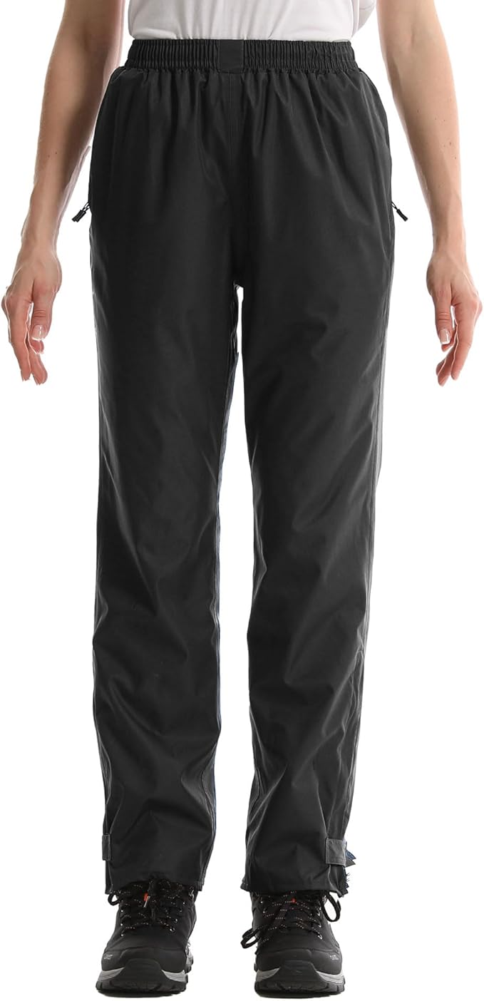 iCreek Women's Rain Pants Waterproof Rain Over Pants Hiking Pants Windproof Lightweight Outdoor for Golf, Fishing
