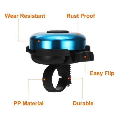HARFINGTON 3pcs Bike Bell Classic Bicycle Bell with Loud Crisp Clear Sound Bike Ring Bell Aluminum Bike Accessories for Adults Children Road Mountain Bike, Blue