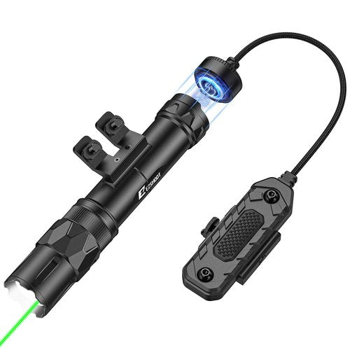 EZshoot 2500 Lumens Rifle Laser Light Combo Compatible with M-Rail, Rechargeable Ar Light Laser Combo with Magnetic Remote Switch, Tactical Rifle Flashlight with Strobe Mode for Home Defense, Hunting
