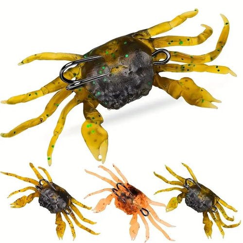 3pcs Bass Fishing Lures,Catfish Lures,Bionic Crab Baits for Octopus, Artificial Silicone Soft Lure with Hook for Saltwater, Winter Fishing Tackle