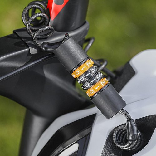 HOUSON Helmet Lock 150cm, Bike Cable Lock Number Code Bike Lock Stroller Lock, Bicycle Lock, Snowboard Lock Bicycle Helmet with 4-Digit Code for Motorcycle Helmet, Bicycle Helmet, Stroller