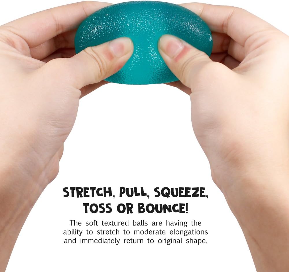 SourceTon Fidgets Stress Relief Ball, Egg-Shape Hand, Finger Grip Strengthening Therapy Stress Balls, Great Physical Rehabilitation & Grip Strengthener, Pack of 5 Squeeze Balls