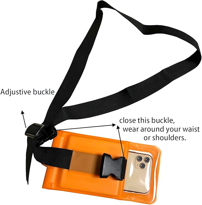 DRLOKPAK surfing waterproof Waist pouch Crossbody Chest Bag Fanny Pack Snorkeling Swimming Bag Beach Floating Dry Phone case holder (Orange)