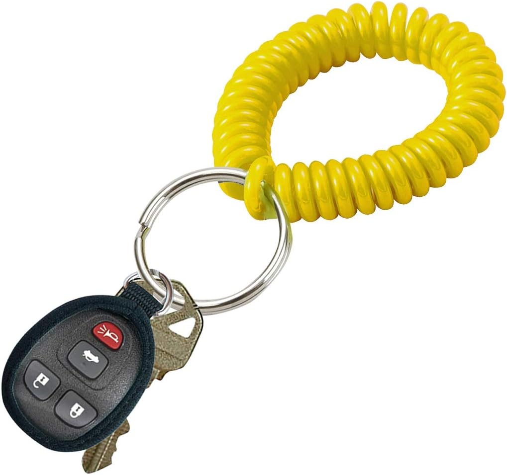 ucky Line 2” Spiral Wrist Coil with Steel Key Ring, Flexible Wrist Band Key Chain Bracelet, Stretches to 12”, Purple, 10 Pack (41065)