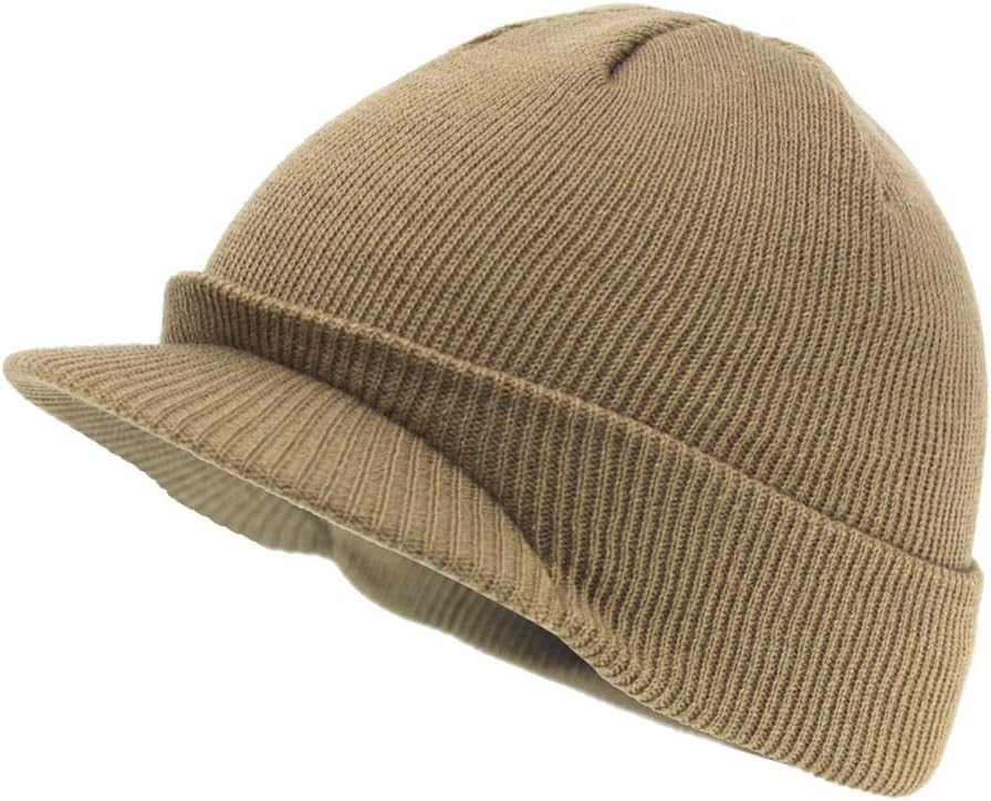 The Vintage Year Plain Sports Visor Billed Knit Radar Cuff Beanie