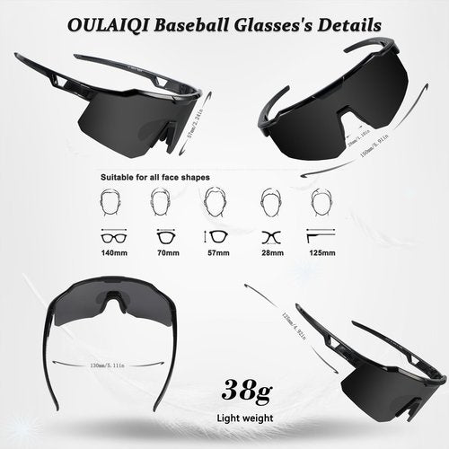 OULAIQI Polarized Cycling Fishing Sunglasses for Men Women,Youth Baseball Glasses,UV400 Protection Sports Glasses