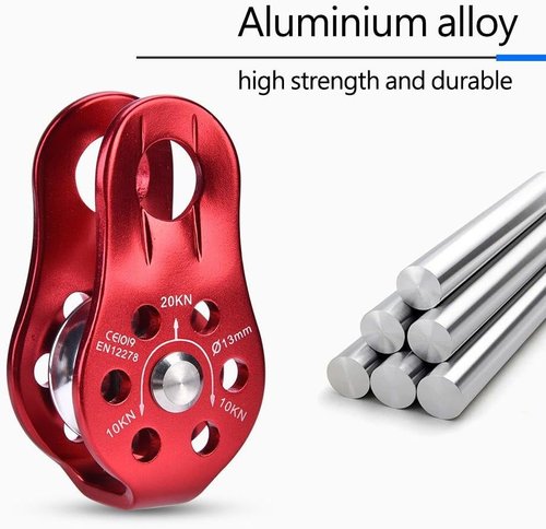 Dilwe 20kN Certified Heavy Duty Single Swivel Rope Pulley Fixed Tree Rock Climbing Single Pulley Rappelling Arborist Safety Gear(Red)