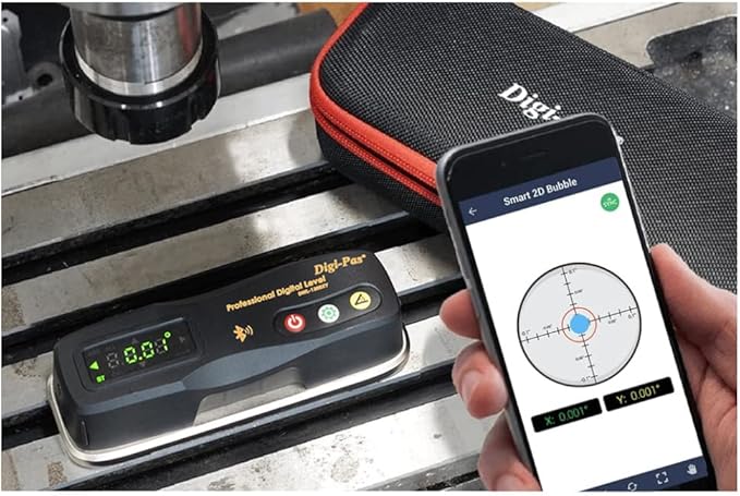 Digi-Pas 2-Axis Smart Machinist Digital Level DWL1300XY Bluetooth 0.002"/ft (0.2mm/M), Black