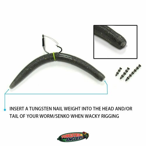 Tungsten 4 Anglers – 97% Pure Tungsten Pagoda Nail Sinker | Great Sinker for Freshwater and Saltwater Fishing | (1/64oz. 25pc)