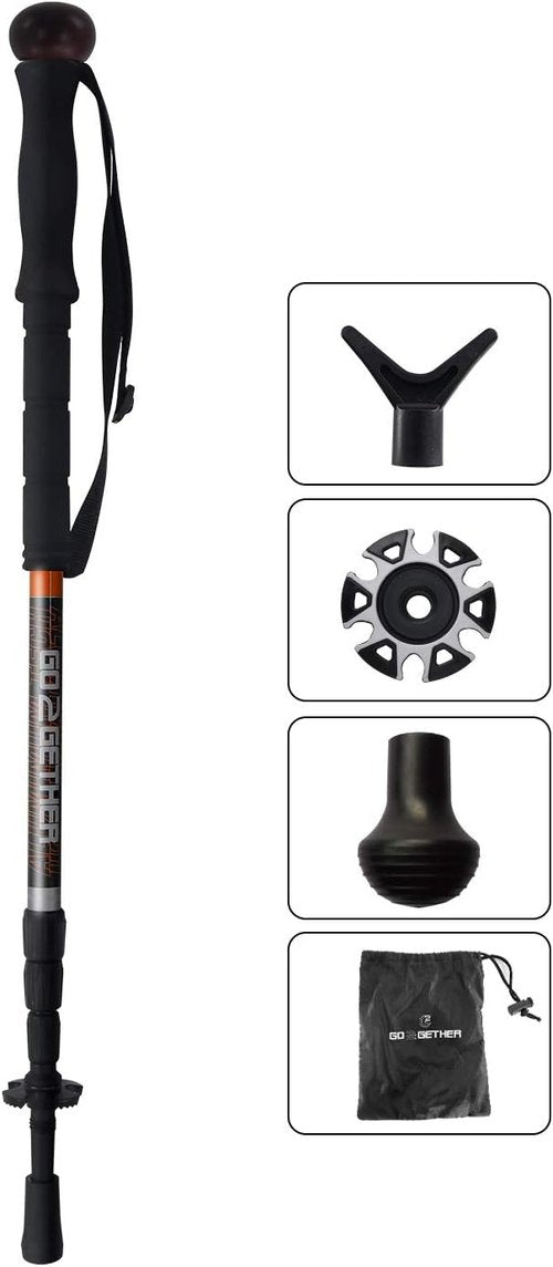 G2 GO2GETHRE Multipurpose Telescopic Trekking Poles - Strong Aircraft Alloy Walking Sticks for Hiking and Hunting,Quick Locks System (1pc)